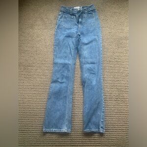 High Rise Dark Denim Straight Leg Jeans